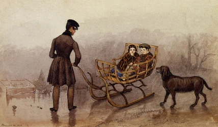 Anthony, Frank en Caroline sleeën op het ijs
